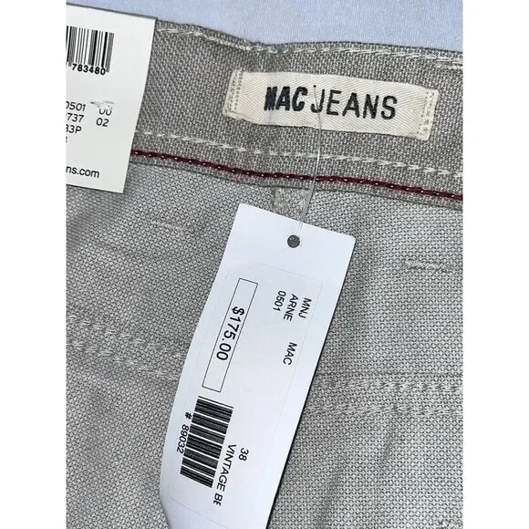 MAC Jeans Arne Modern Straight Mid-Rise Stretch Tan Denim Mens 40x30 MSRP $175 - Picture 7 of 14